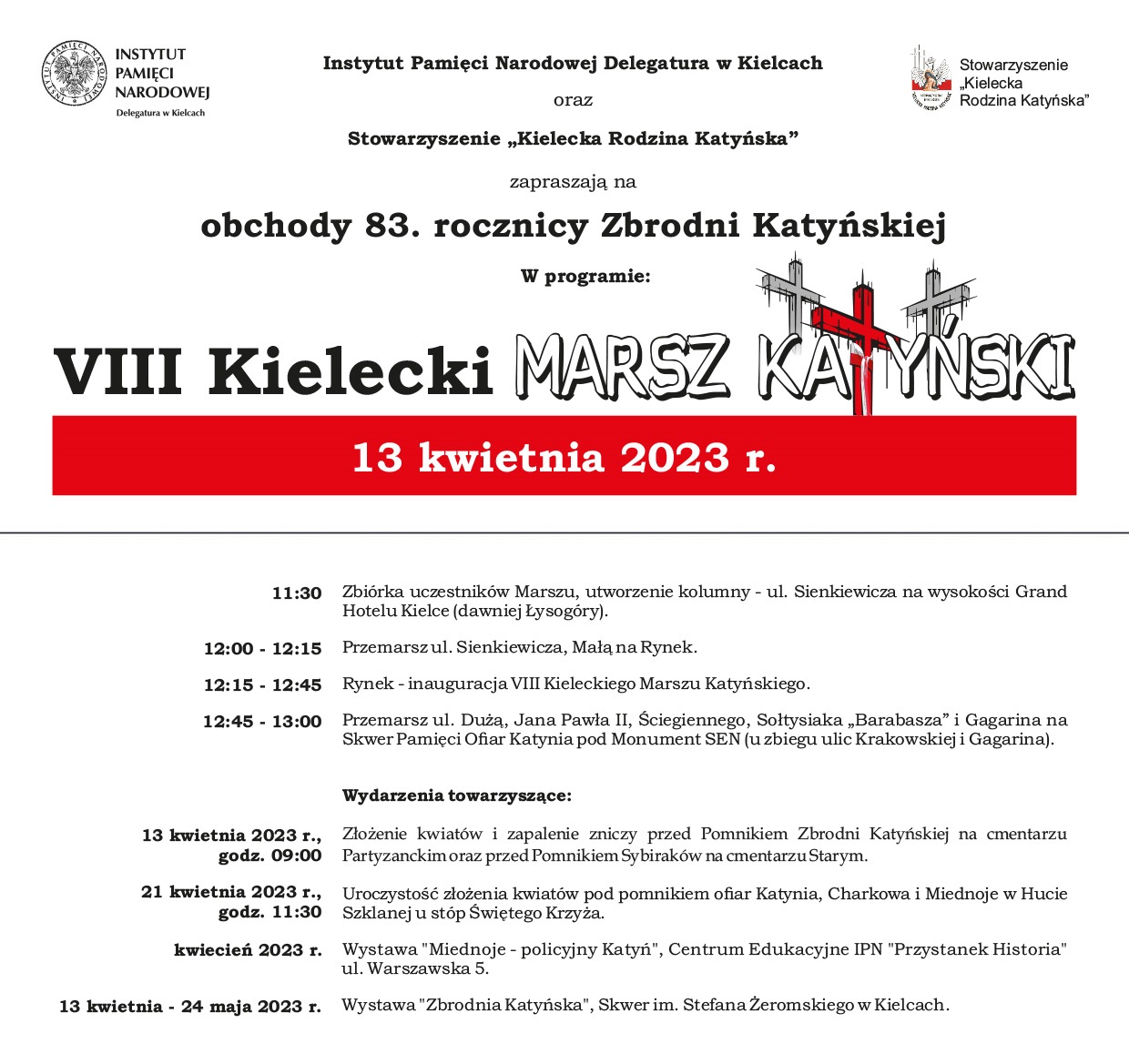 Ulicami Kielc przejdzie Marsz Katyński - Radio Kielce