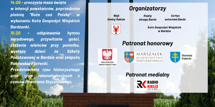 160. rocznica powstania styczniowego pod pomnikiem „Trzy Krzyże” w Bardzie - Radio Kielce