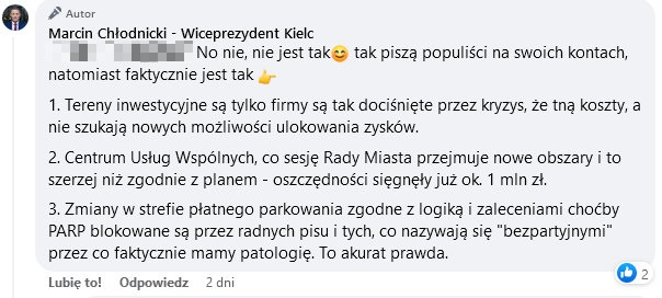 źródło: Marcin Chłodnicki - Wiceprezydent Kielc - Facebook / screen