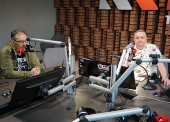 13.06.2023. Radio Kielce. Punkty Widzenia. Na zdjęciu (od lewej): Paweł Kotwica - Echo Dnia, Jakub Rożek - Radio Kielce / Fot. Sebastian Kalwat - Radio Kielce