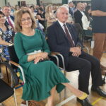 24.06.2023. Wąchock. XXVIII Zjazd Sołtysów Ziemi Kieleckiej. Na zdjęciu (od lewej): poseł Agata Wojtyszek i Marek Jońca - członek zarządu województwa. / Fot. Anna Głąb - Radio Kielce.