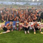 14.06.2023. Kielce. Suzuki Arena. Finał Pucharu Polski na szczeblu okręgu: KSZO 1929 Ostrowiec Świętokrzyski - Star Starachowice. Na zdjęciu: zespół KSZO 1929 Ostrowiec Świętokrzyski / Fot. Sebastian Kalwat - Radio Kielce