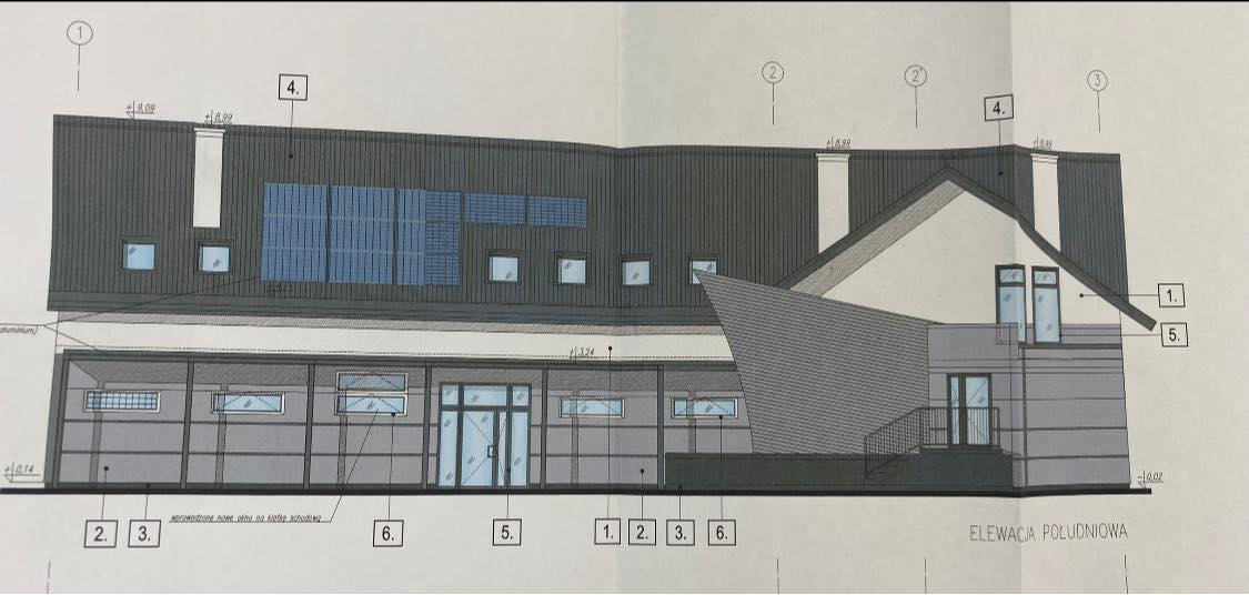 Projekt budynku zaplecza kompleksu stadionowego klubu sportowego Wisła Nowy Korczyn / źródło: UMiG Nowy Korczyn