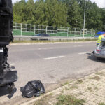 27.07.2023. Kielce. Zderzenie ciężarówki i auta osobowego na ulicy Ściegiennego / Fot. Aneta Cielibała-Gil – Radio Kielce