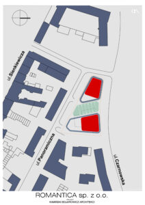 Kielce. Działka przy ulicy Panoramicznej i Czarnowskiej w miejscu dawnego kina Romantica według koncepcji ROMANTICA Sp. z.o.o