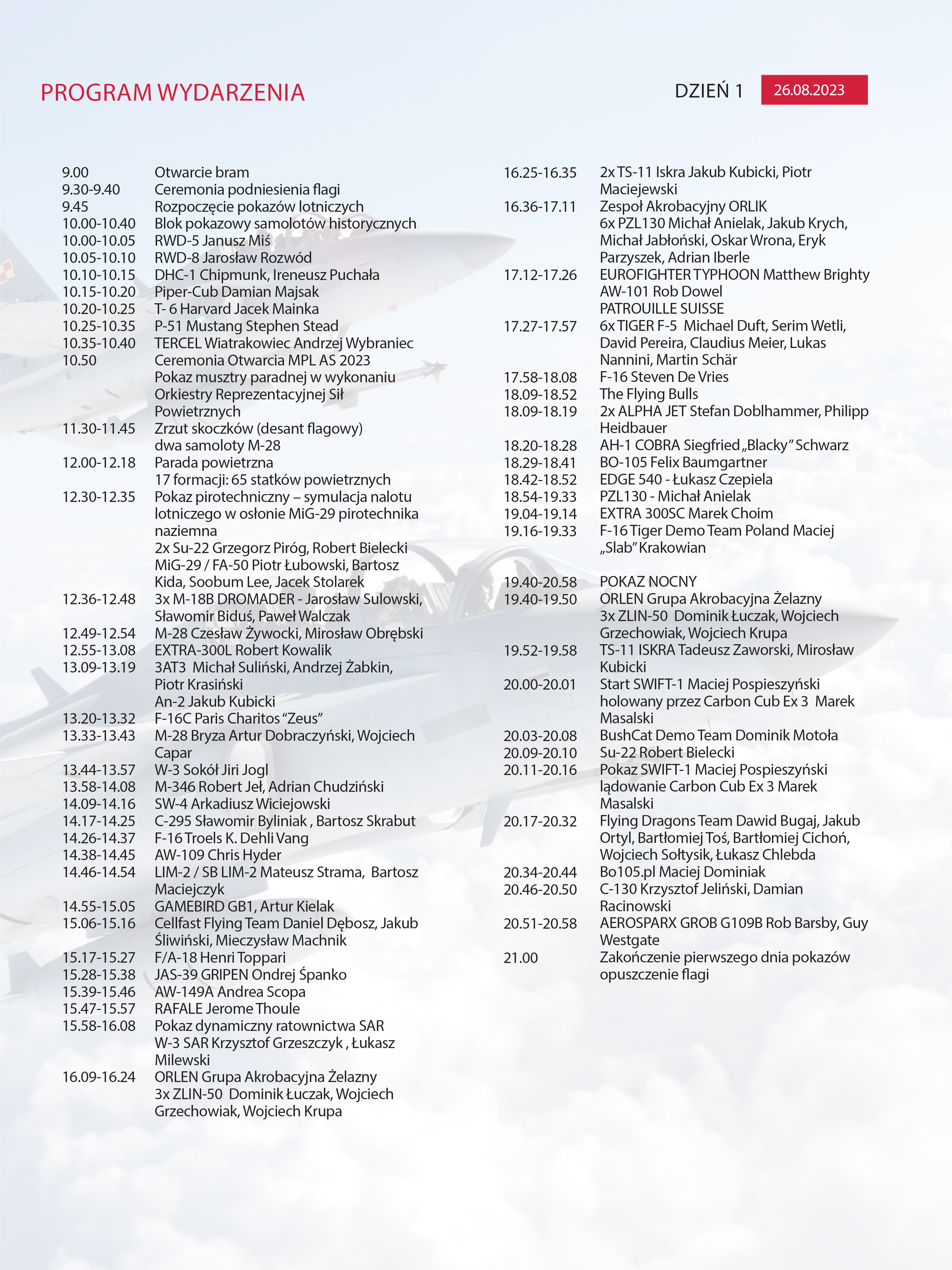 Atrakcje i program pokazów Air Show 2023