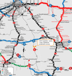 Droga krajowa nr 79. Odcinek Ciepielów - Lipsko, obwodnica Ciepielowa - mapa odcinka / źródło: GDDKiA