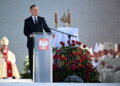 10.09.2023. Markowa. Prezydent RP Andrzej Duda przemawia podczas uroczystości beatyfikacyjnych rodziny Ulmów na stadionie w Markowej / Fot. Darek Delmanowicz - PAP
