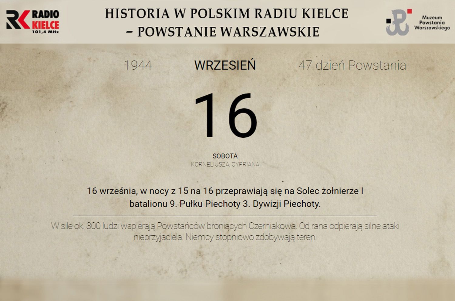 Powstanie Warszawskie - 16 września 1944 roku - Radio Kielce