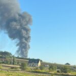 Pożar hali w firmie zajmującej się przetwarzaniem odpadów gumowych