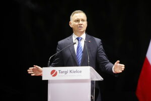 05.09.2023. Kielce. Otwarcie XXXI Międzynarodowego Salonu Przemysłu Obronnego. Na zdjęciu: Andrzej Duda - prezydent RP / Fot. Wiktor Taszłow - Radio Kielce