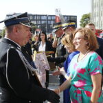 12.09.2023. Kielce. Przekazanie wozów strażackich. Na zdjęciu (z prawej): poseł Agata Wojtyszek / Fot. Wiktor Taszłow - Radio Kielce