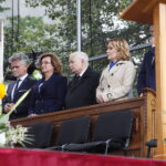 14.09.2023. Święty Krzyż. Uroczystości odpustowe. Na zdjęciu (od lewej): senator Krzysztof Słoń, poseł Agata Wojtyszek, Jarosław Kaczyński - prezes PiS, Anna Krupka - wiceminister sportu i turystyki i Andrzej Bętkowski - marszałek województwa / fot. Wiktor Taszłow - Radio Kielce