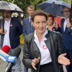 19.09.2023. Busko-Zdrój. Konferencja Koalicji Obywatelskiej. Na zdjęciu poseł Marzena Okła-Drewnowicz. / Fot. Michał Kita - Radio Kielce