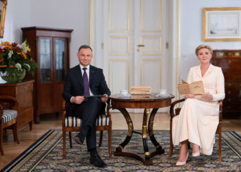 Warszawa. Na zdjęciu para prezydencka: Andrzej Duda, Agata Kornhauser-Duda