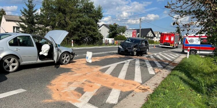 01.09.2023 Radlin. Zderzenie czterech samochodów / Fot. Straż Pożarna