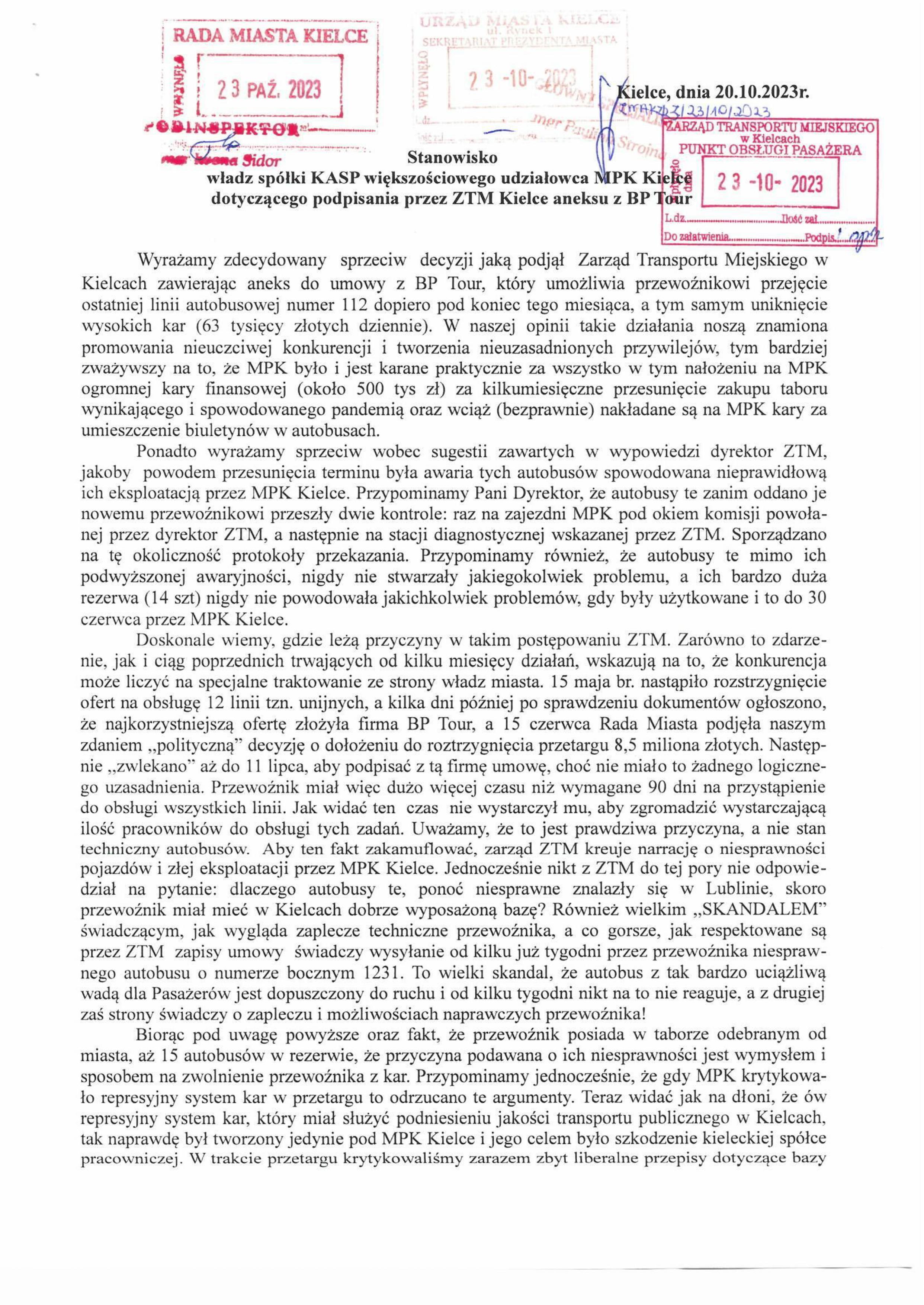 KASP zarzuca ZTM podwójne standardy i nierówne traktowanie przewoźników