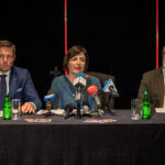 31.10.2023. Kielce. Konferencja nt. festiwalu Święto(krzyskie) Pienia. Na zdjęciu (od lewej): Marcin Chłodnicki - zastępca prezydenta Kielc, Augustyna Nowacka - dyrektor KCK, Robert Wieczorek - KCK / Fot. Kieleckie Centrum Kultury - Facebook