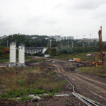 09.10.2023. Kraków. Okolica budowanego węzła Mistrzejowice w Krakowie. Trwa budowa drogi ekspresowej S7, a także drogi S52 (Północnej Obwodnicy Krakowa) / Fot. PAP - Łukasz Gągulski