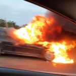 12.10.2023. Kielce. Pożar auta / źródło: Na Drodze Świętokrzyskie - Facebook