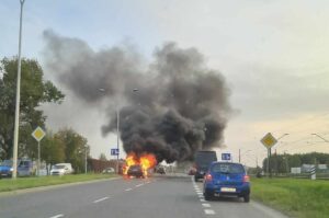 Kolizja zakończona pożarem