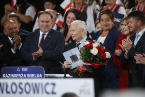 05.10.2023. Kazimierza Wielka. Wizyta Jarosława Kaczyńskiego – prezesa PiS / Fot. Wiktor Taszłow – Radio Kielce