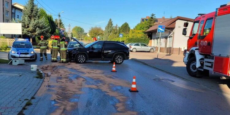 10.10.2023 Końskie. Wypadek przy ulicy Gimnazjalnej / Fot. Straż Pożarna