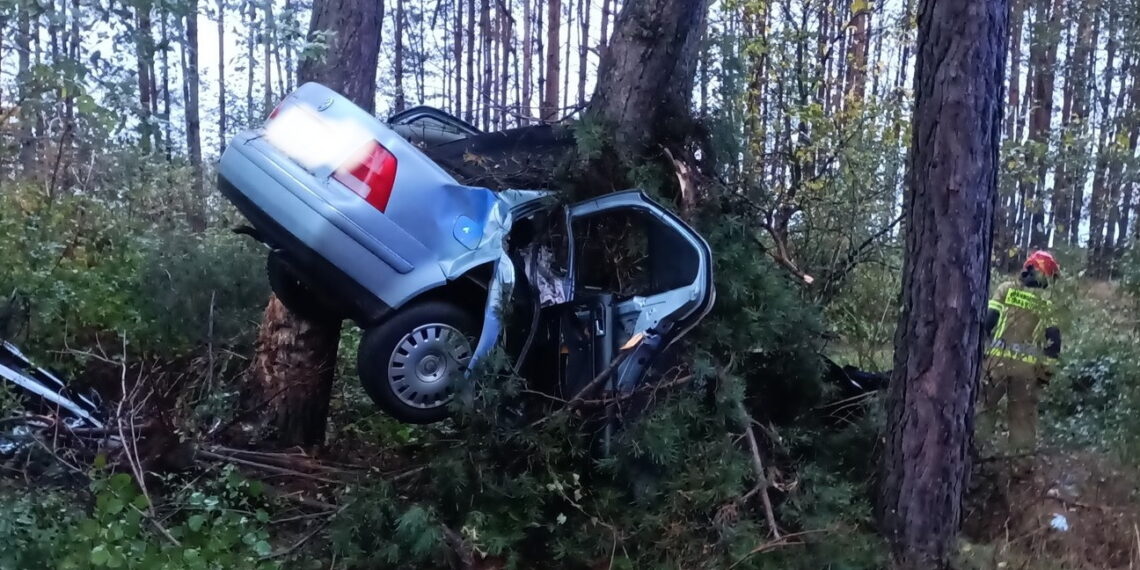 Śmiertelny wypadek pod Łomżą. 25-latek autem wbił się w drzewo!