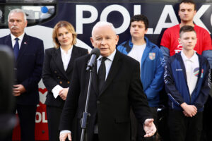 13.10.2023. Starachowice. Spotkanie z młodzieżą. Na zdjęciu: Jarosław Kaczyński - wicepremier, prezes PiS / Fot. Wiktor Taszłow - Radio Kielce