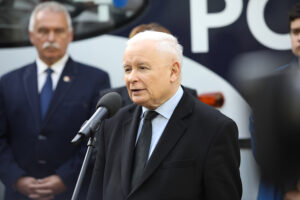 13.10.2023. Starachowice. Spotkanie z młodzieżą. Na zdjęciu: Jarosław Kaczyński - wicepremier, prezes PiS / Fot. Wiktor Taszłow - Radio Kielce