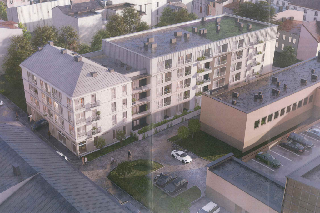 Kielce. Ulica Silniczna. Aktualna (październik 2023) koncepcja budynku - wizualizacja