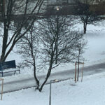 08.12.2023. Kielce. Barwinek. Latarnie ustawione między blokami świecą się w ciągu dnia / Fot. Piotr Kwaśniewski - Radio Kielce