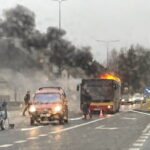 17.12.2023. Kielce. Pożar autobusu. / Fot. Marek Stefaniec - Radio Kielce