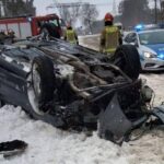 14.01.2024. Bodzechów. Dachowanie auta / Fot. Ratownictwo Powiatu Ostrowieckiego - Facebook