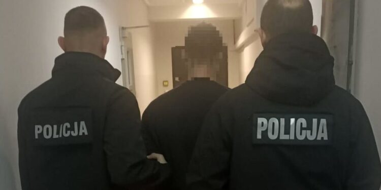 Zatrzymanie jednego z z podejrzanych o podpalenia w gminie Gowarczów / Fot. świętokrzyska policja