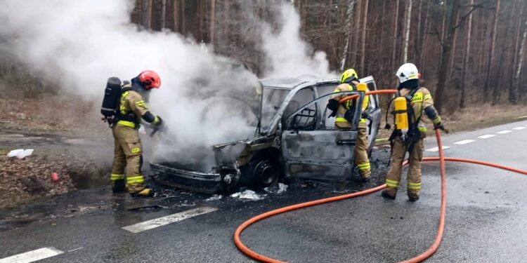 04.02.2023. Koliszowy. Pożar samochodu / fot. policja