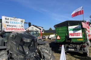16.02.2024. Nagłowice. Protest rolników / Fot. Michał Kita -Radio Kielce