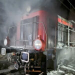 13.02.2024. Włoszczowice. Pożar lokomotywy / Fot. PSP Pińczów