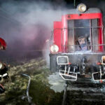 13.02.2024. Włoszczowice. Pożar lokomotywy / Fot. PSP Pińczów