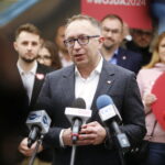 03.02.2024. Kielce. Agata Wojda została oficjalnie zaprezentowana jak kandydatka Koalicji Obywatelskiej na prezydenta Kielc. Na zdjęciu: poseł Artur Gierada / Fot. Wiktor Taszłow - Radio Kielce