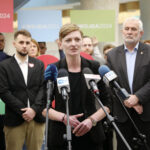 03.02.2024. Kielce. Agata Wojda została oficjalnie zaprezentowana jak kandydatka Koalicji Obywatelskiej na prezydenta Kielc. Na zdjęciu (na pierwszym planie): Agata Wojda / Fot. Wiktor Taszłow - Radio Kielce