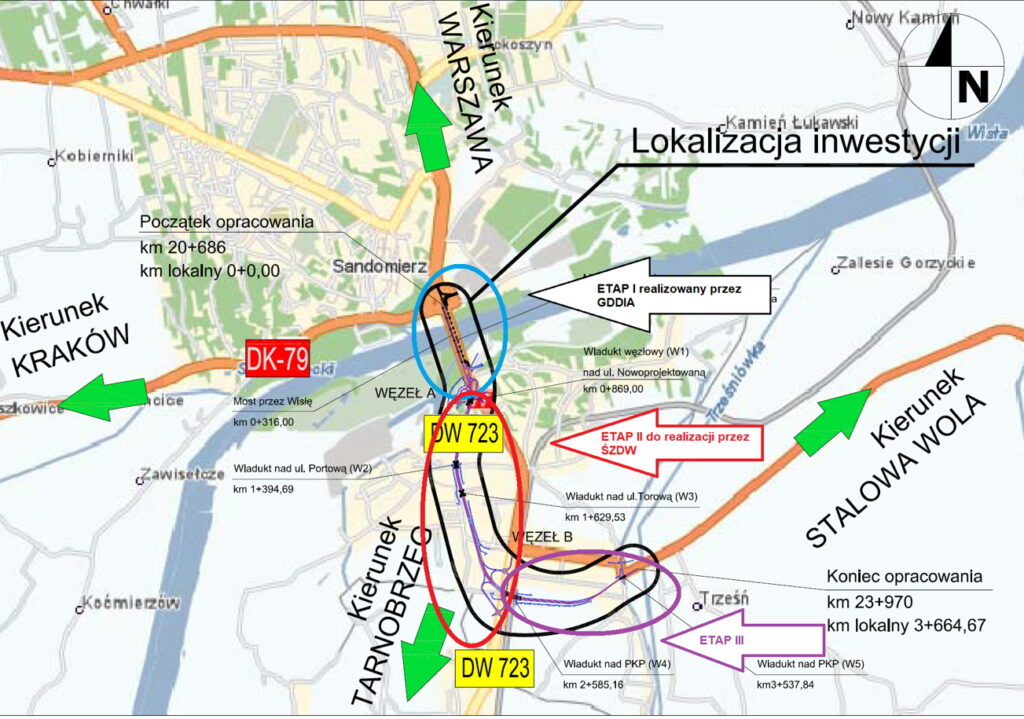 Sandomierz. Mapa realizacji zadania: Lwowska bis. / Źródło. ŚZDW