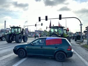 20.03.2024. Kielce. Protest rolników na ul. Łódzkiej / Fot. Marcin Marszałek - Radio Kielce