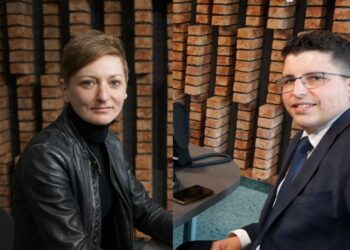Na zdjęciu (od lewej): Agata Wojda i Marcin Stępniewski. / Fot. radio Kielce
