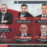 Ulotka wyborcza kandydującego z własnego komitetu "Projekt Skarżysko" Mariusza Bodo, popieranego przez Prawo i Sprawiedliwość oraz liderów tej partii w czterech okręgach do rady miasta / źródło: materiał wyborczy KW Prawo i Sprawiedliwość