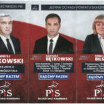Ulotka wyborcza kandydującego z własnego komitetu "Projekt Skarżysko" Mariusza Bodo, popieranego przez Prawo i Sprawiedliwość oraz liderów tej partii w czterech okręgach do rady miasta / źródło: materiał wyborczy KW Prawo i Sprawiedliwość