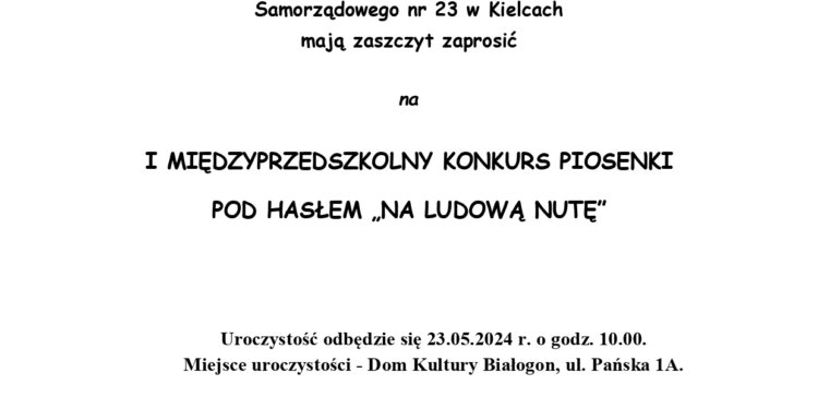 I Międzyprzedszkolny Konkurs Piosenki pod hasłem "Na ludową nutę" - Radio Kielce