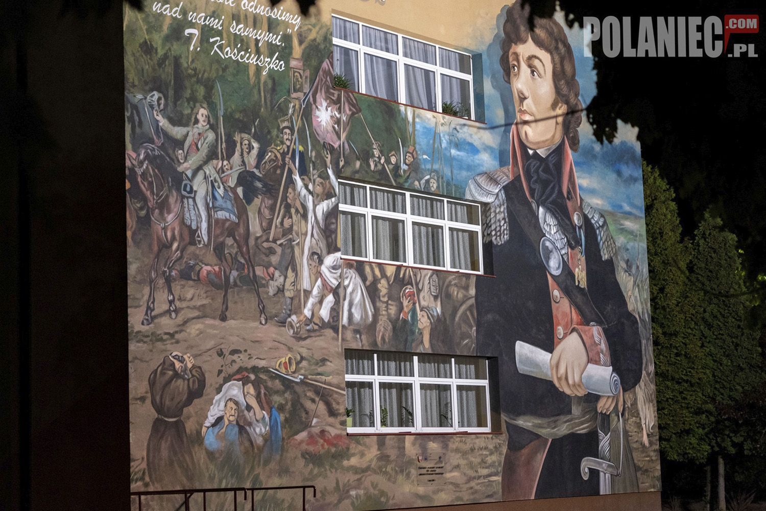 Połaniec. Mural na ścianie Szkoły Podstawowej im. T. Kościuszki / Fot. Portal Informacyjny - polaniec.com.pl / Facebook