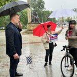 04.06.2024. Kielce. Konferencja prasowa Doroty Kolarskiej, „dwójki” na liście Lewicy w okręgu Świętokrzysko-Małopolskim w wyborach do Parlamentu Europejskiego / Fot. Daniel Czwartosz - Radio Kielce