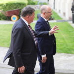 12.07.2024. Kielce. Wizyta ambasadora Królestwa Norwegii. Na zdjęciu: JE Øystein Bø - ambasador Królestwa Norwegii w Polsce i Bartłomiej Zapała - wiceprezydent Kielc / Fot. Wiktor Taszłow - Radio Kielce